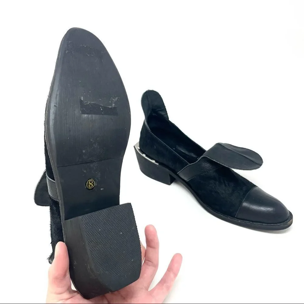 Yes Western Black Leather and Calf Hair Toe Cap Shoe/Bootie Size 8 - Picture 7 of 8